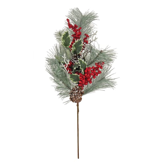 Red Berry & Frosted Pine Spray